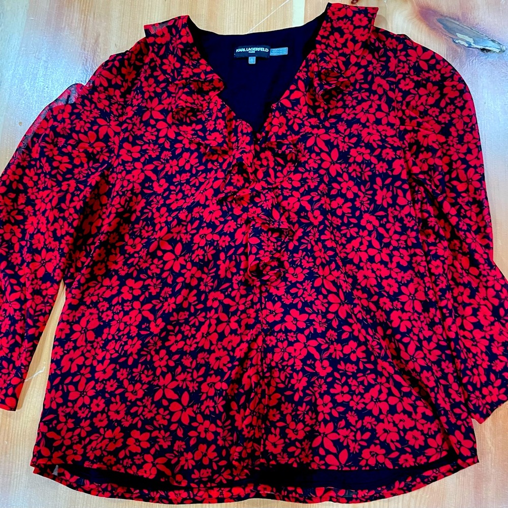 Karl Lagerfeld red blouse